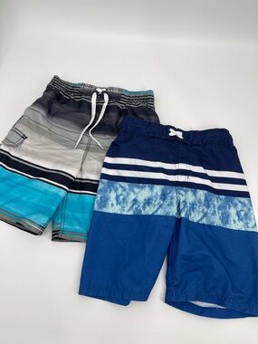 Set of 2 Boys Large Board Shorts Lined Swim Pool Beach Surfer Vacation Coastal
